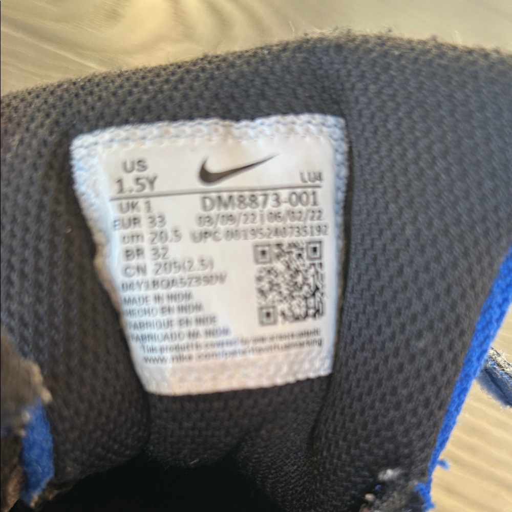Nike Kids High-Top Black and Blue Sneakers - Picture 3 of 5